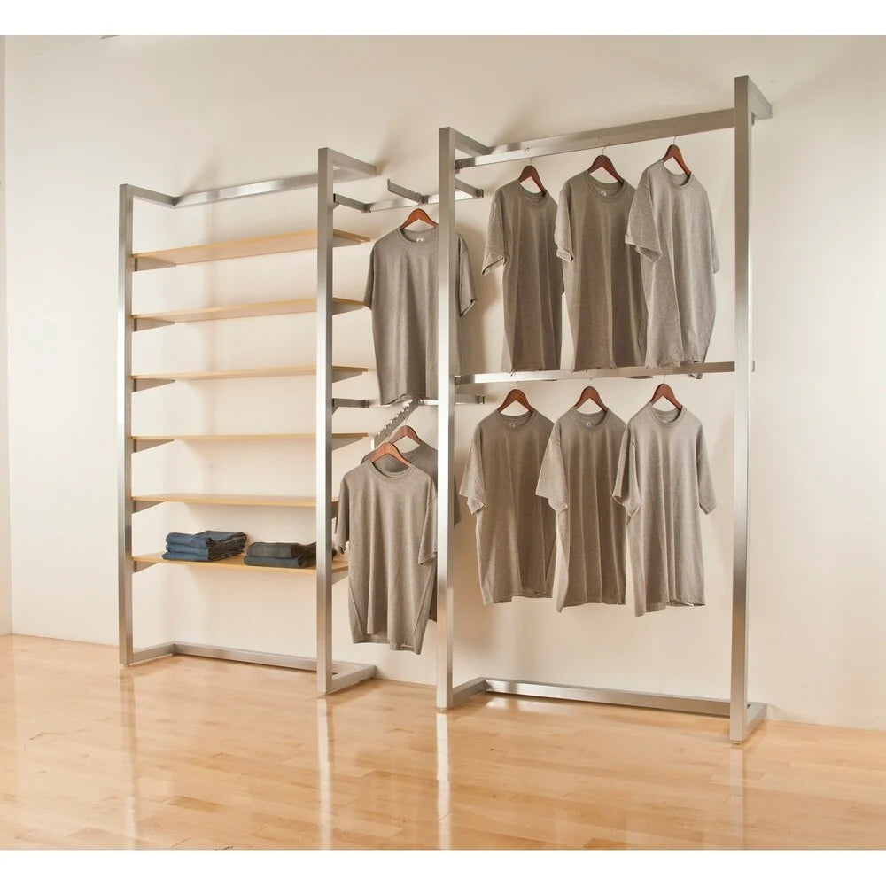 ZenVora Satin Chrome Wall Display Module, Modern Wall Mounted Storage and Display System for Retail and Home Organization