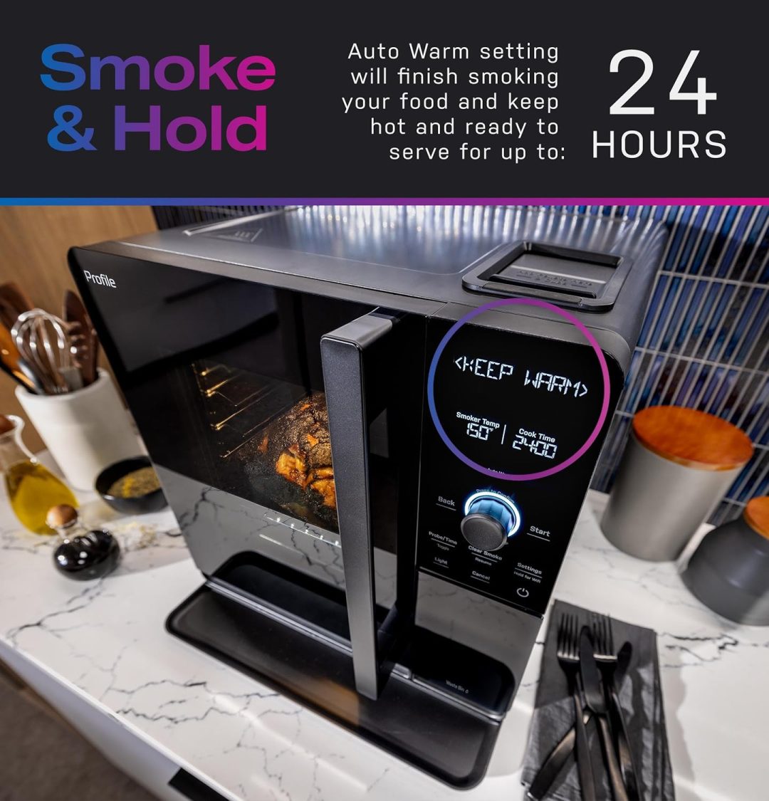 ZenVora Smart Indoor Pellet Smoker, Electric Countertop BBQ Smoker with Active Smoke Filtration, 5 Smoke Control Settings, WiFi Connectivity, Black