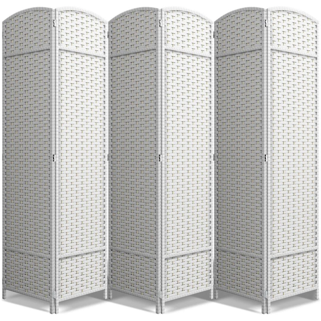 ZenVora 6 Panel Room Divider, 6ft Tall Extra Wide Folding Privacy Screen with Hand-Woven Mesh Panels
