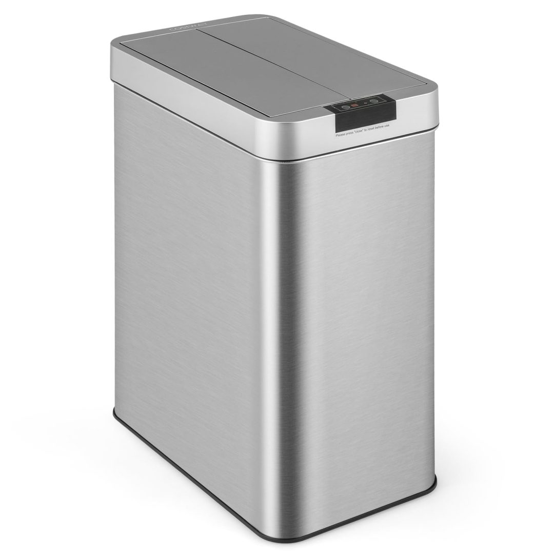 ZenVora 13.2 Gallon Motion Sensor Trash Can – Slim Kitchen Bin with Wing Lids & Anti-Fingerprint