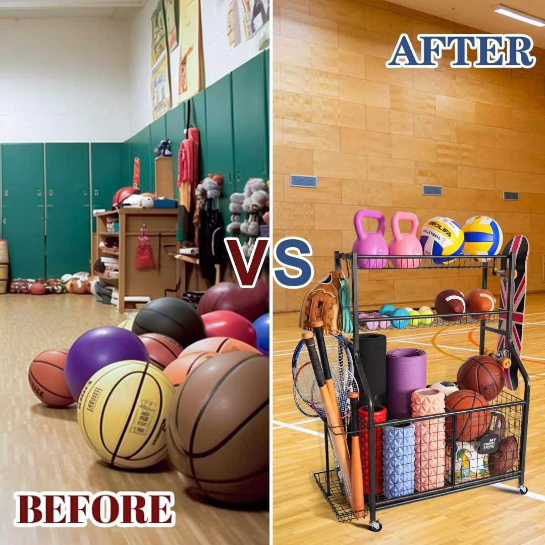ZenVora Garage Ball Storage Organizer for Sports Equipment, Sports Ball Rack for Home, Garage and Gym
