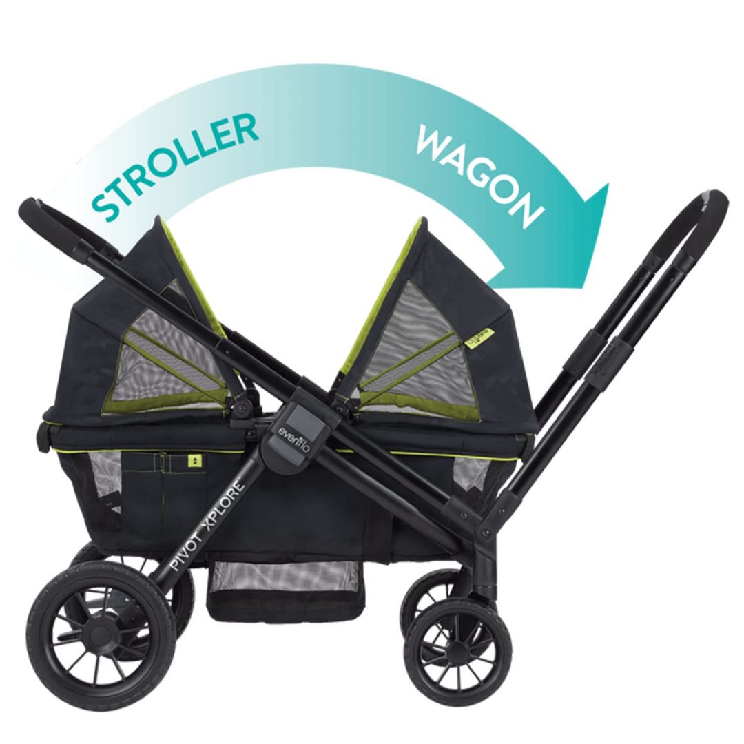 ZenVora 2-in-1 All-Terrain Baby Stroller Wagon with Canopy and Storage - Gray