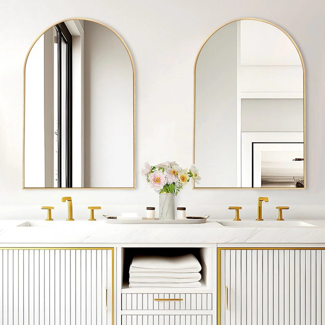 ZenVora Modern Arch Aluminum Bathroom Wall Mirror, Wall Mounted Vanity Mirror for Bathroom, Bedroom and Home Decor