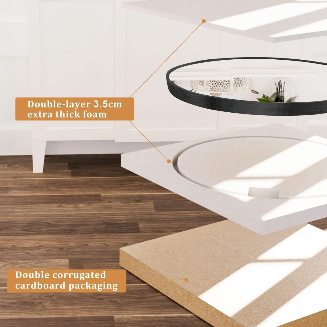 ZenVora Modern Round Bathroom Vanity Mirror, Wall Mounted Circular Mirror for Bathroom, Bedroom and Home Decor