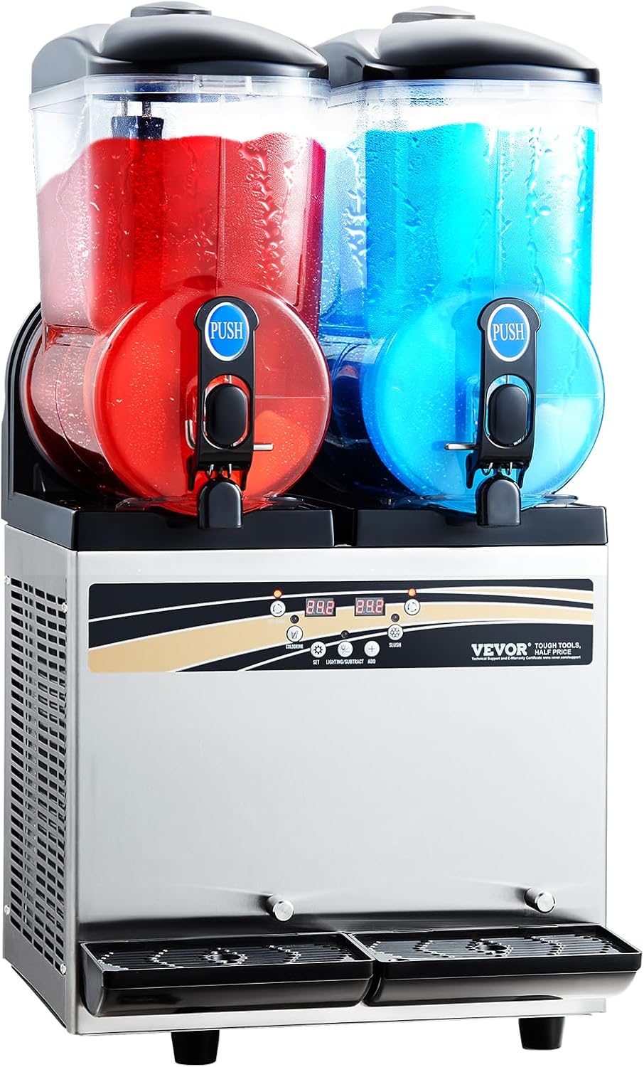 ZenVora 15L x 2 Double-Tank Commercial Slushy Machine, Stainless Steel, Frozen Drink Machine