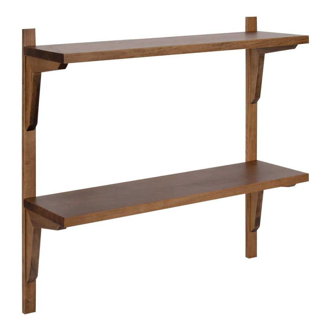 ZenVora Mid-Century Wall Shelves, 24x8x24 Inch Decorative Wall Mounted Storage and Display Shelving for Home Decor