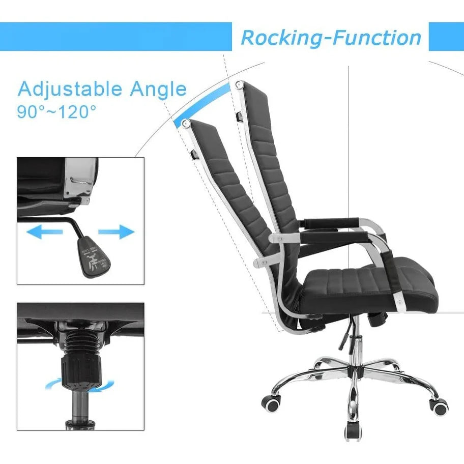 ZenVora Ribbed High Back Office Chair, Ergonomic Conference Desk Chair for Home Office, Meeting Room and Workspace