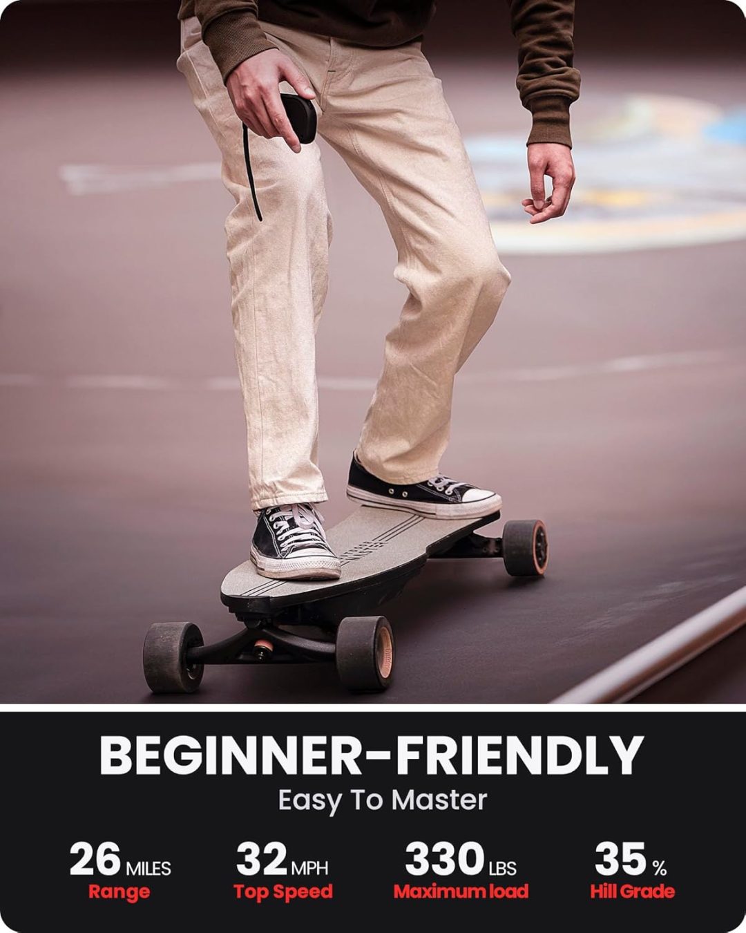 ZenVora Electric Skateboard for Adults and Teens, Dual 1000W Motors, 32 MPH, 26-Mile Range