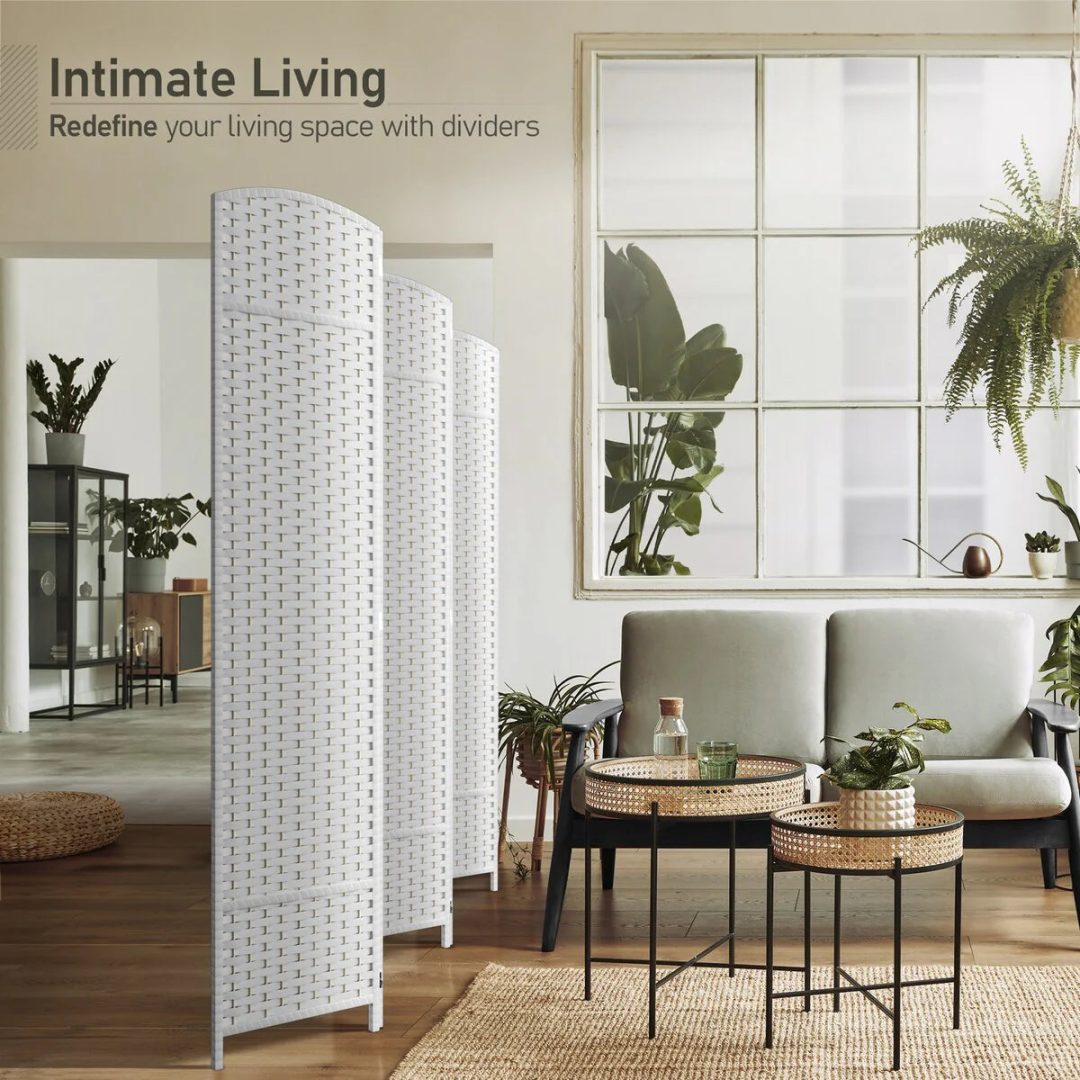 ZenVora 6 Panel Room Divider, 6ft Tall Extra Wide Folding Privacy Screen with Hand-Woven Mesh Panels