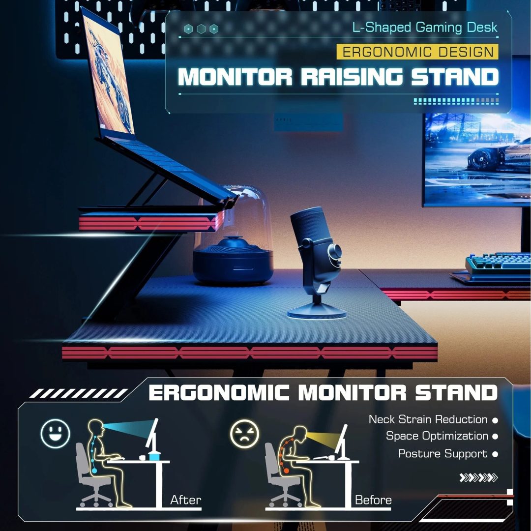 ZenVora L-Shaped Gaming Desk, Computer Corner Desk and Office Writing Desk for Home