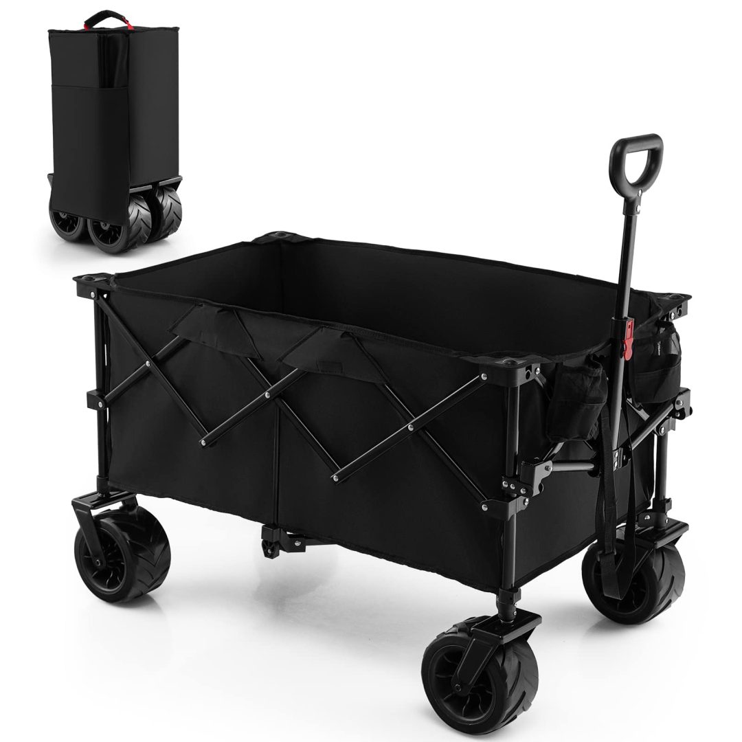 ZenVora Collapsible Folding Wagon – Heavy Duty Utility Cart with Adjustable Handle