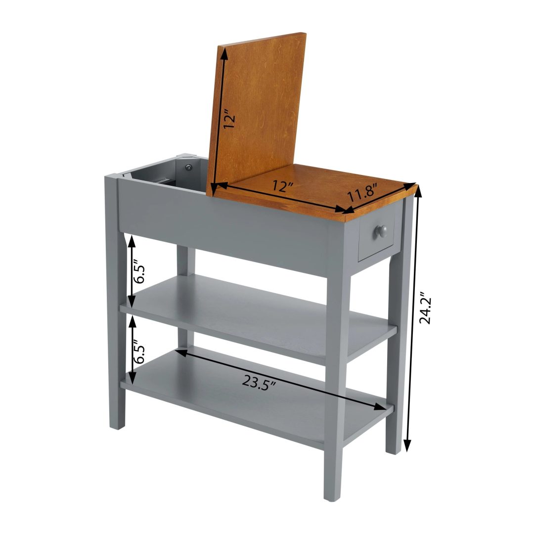 ZenVora Narrow 2-Tone End Table with USB Charging Ports, Small Space Side Table