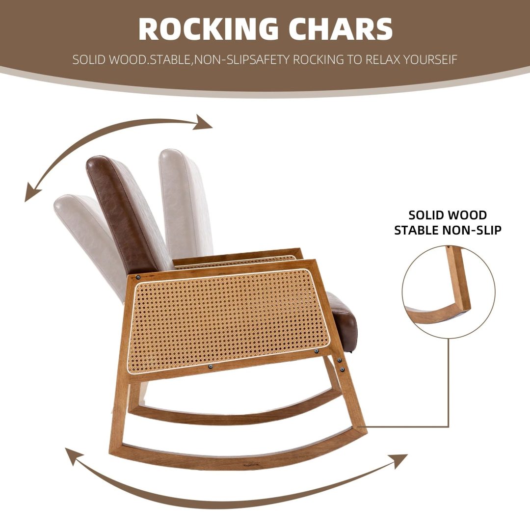 ZenVora Upholstered Tall Back Rocking Chair, Smooth Gliding Accent Armchair for Comfortable Living Room Seating