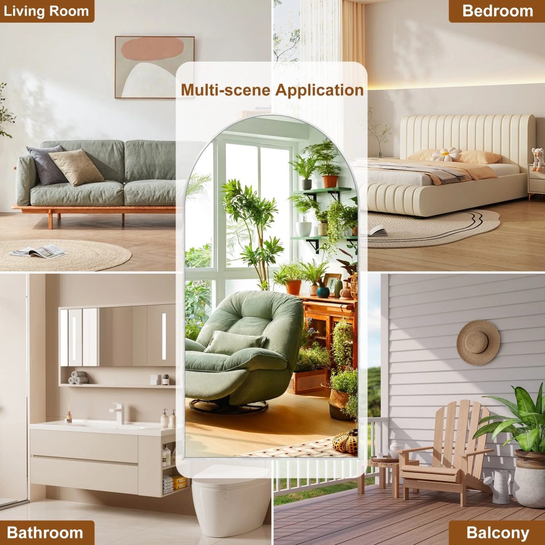 ZenVora Modern Arched Full Length Floor Mirror, Aluminum Alloy Frame Standing Full Body Mirror