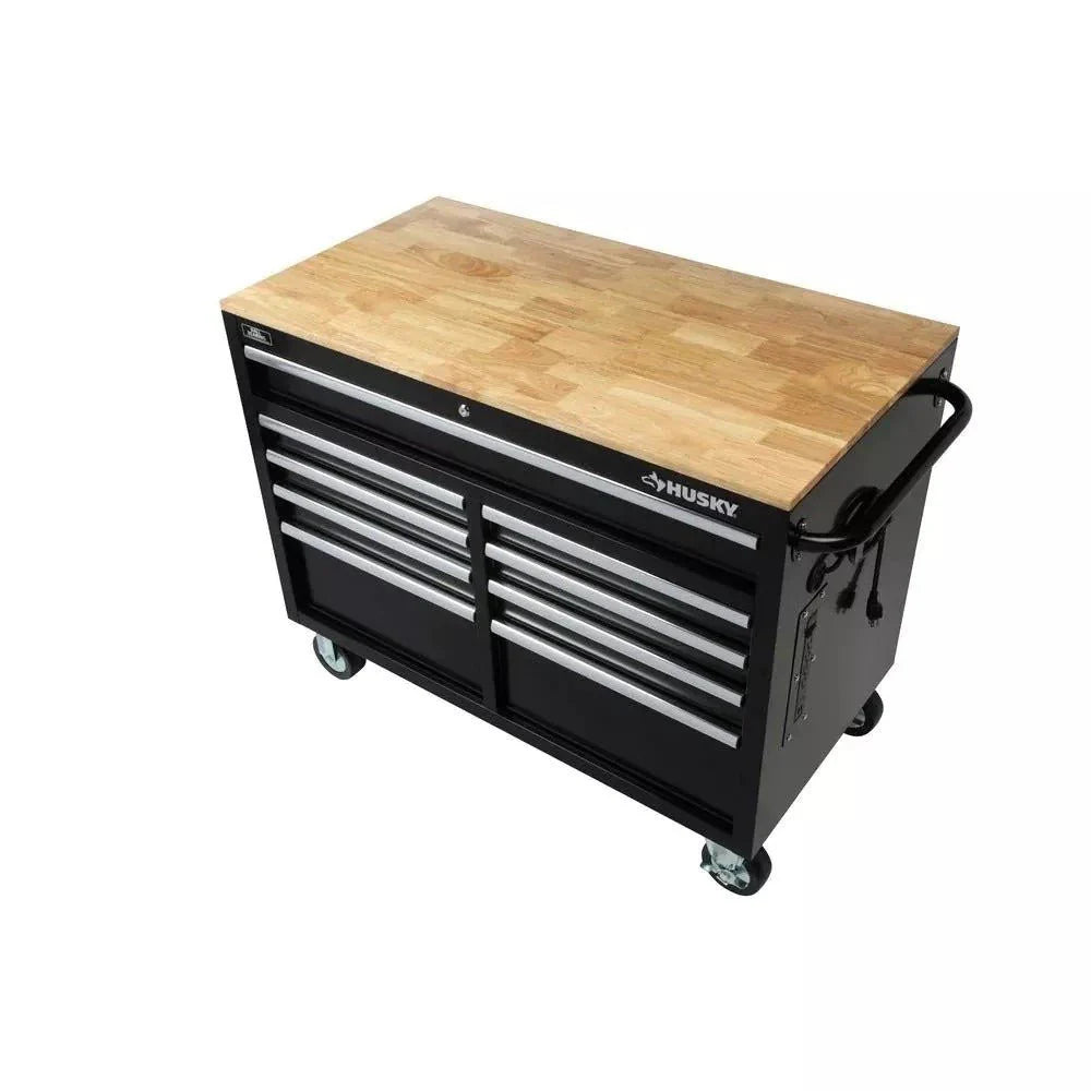ZenVora 46-Inch W x 24-Inch D 9-Drawer Deep Tool Chest Mobile Workbench, Gloss Black