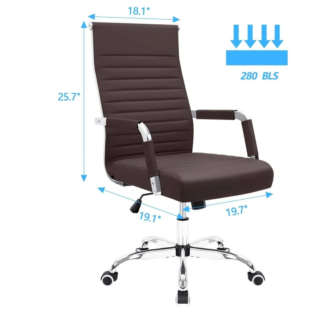 ZenVora Ergonomic Ribbed Office Chair, Modern Computer Desk Chair with Comfortable Upholstered Seat for Home and Office