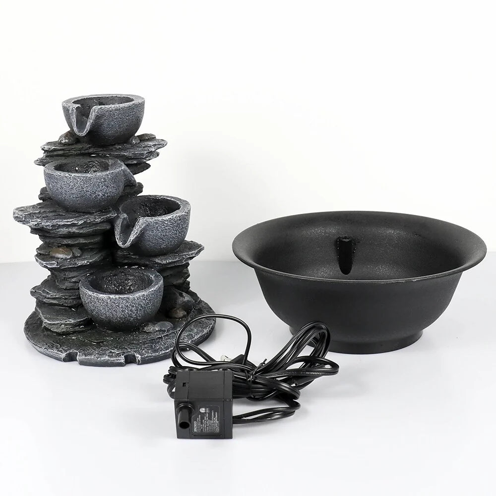 ZenVora 4-Tier Indoor Water Fountain, Relaxing Waterfall Feature for Home, Living Room and Bedroom Decor