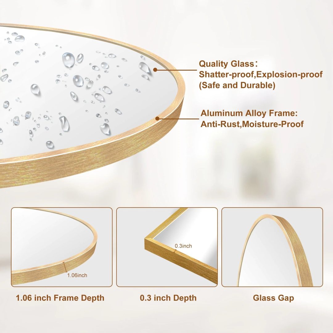 ZenVora Modern Arched Full Length Floor Mirror, Aluminum Alloy Frame Standing Full Body Mirror