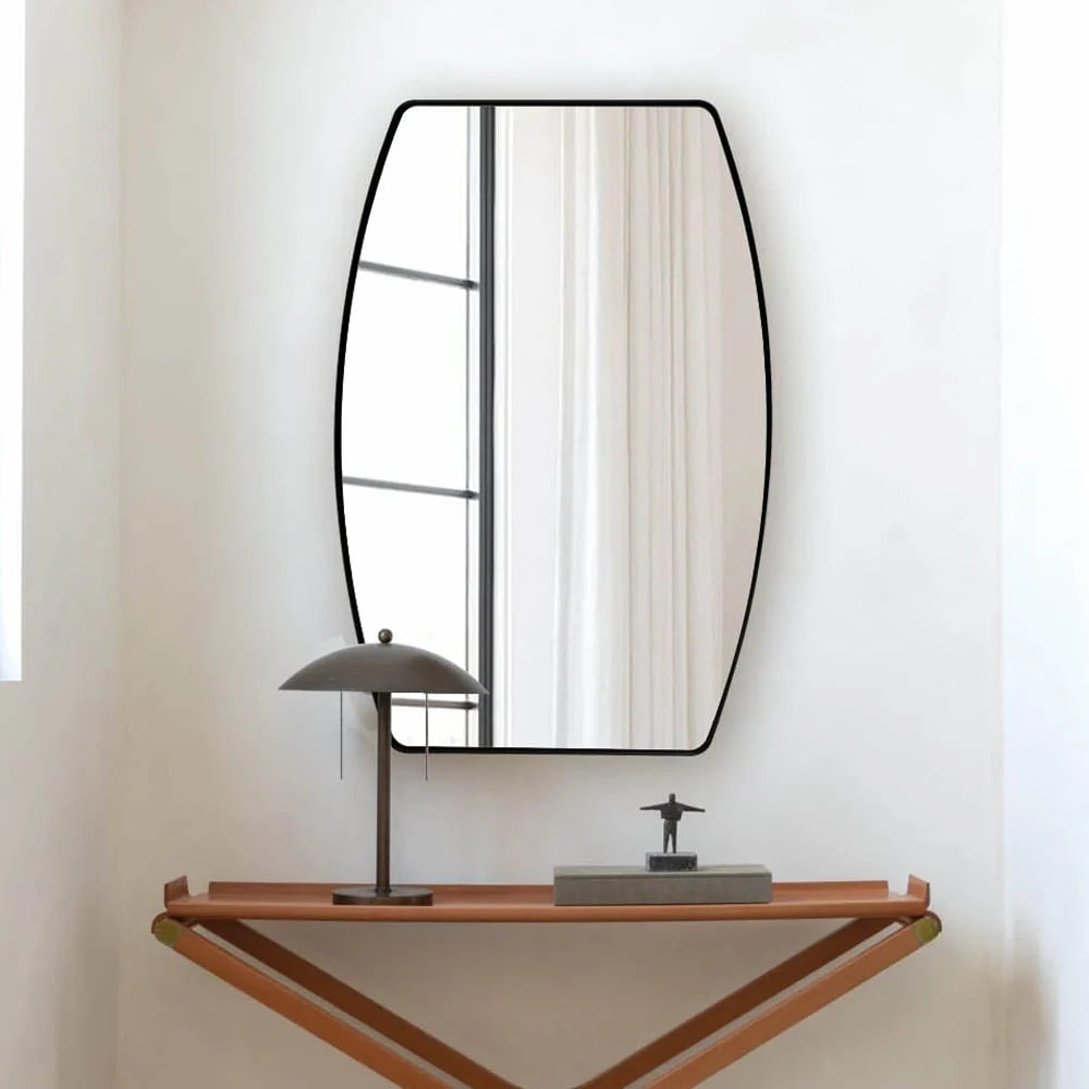 ZenVora Modern Oblong Metal Wall Mirror, Decorative Elongated Hanging Mirror for Living Room, Bedroom and Entryway