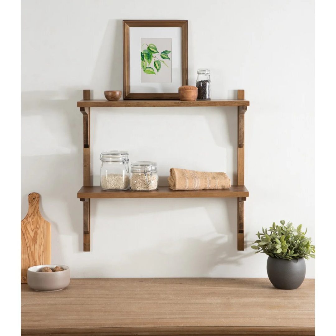 ZenVora Mid-Century Wall Shelves, 24x8x24 Inch Decorative Wall Mounted Storage and Display Shelving for Home Decor