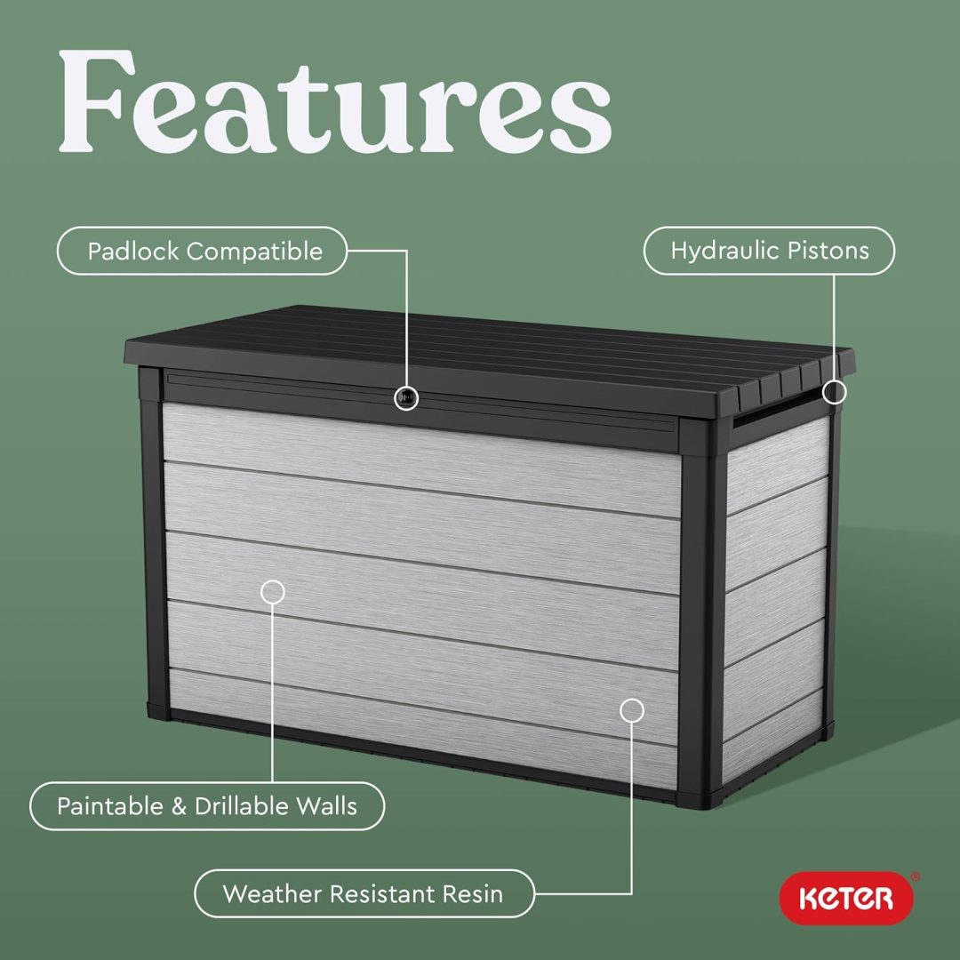 ZenVora 200 Gallon Resin Deck Box, Extra Large Outdoor Storage Container for Patio, Garden, Yard and Pool Area