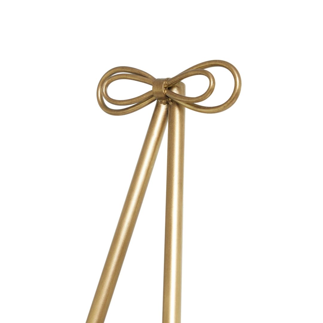 ZenVora Tall Adjustable 3-Tier Metal Display Stand, Gold Floor Easel with Bow Top