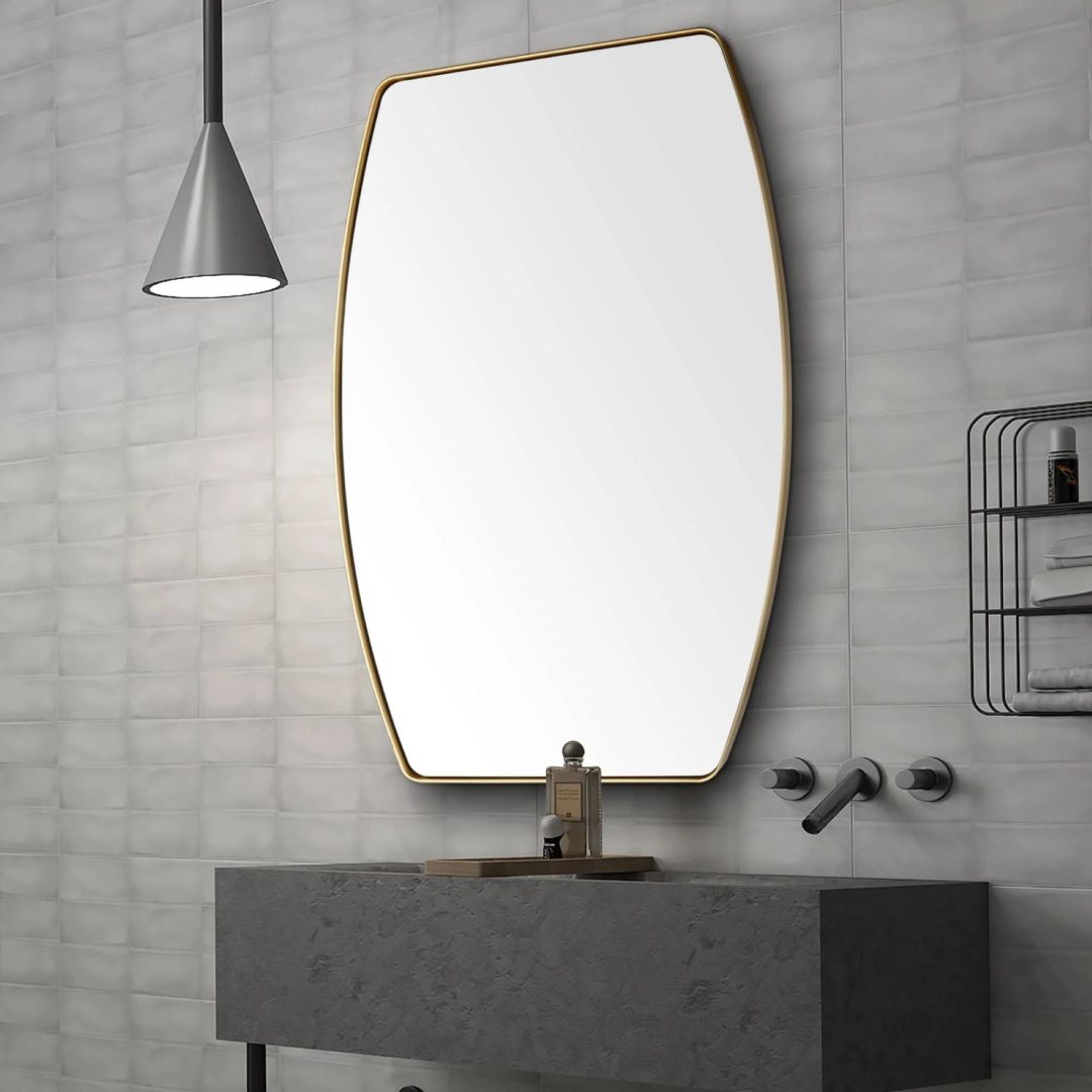 ZenVora Modern Oblong Metal Wall Mirror, Decorative Elongated Hanging Mirror for Living Room, Bedroom and Entryway