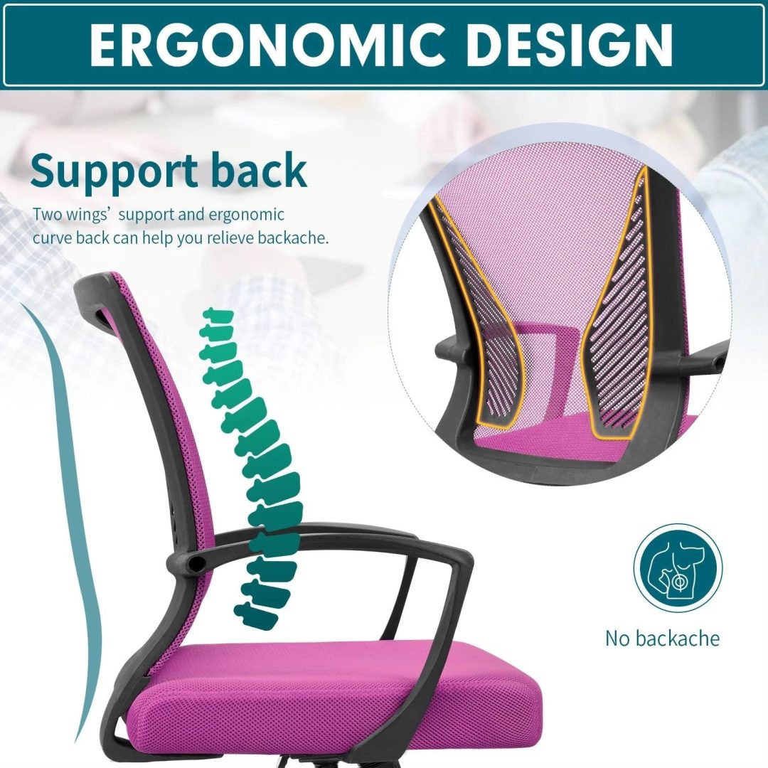 ZenVora Ergonomic Mesh Office Chair with Lumbar Support, Breathable Computer Desk Chair