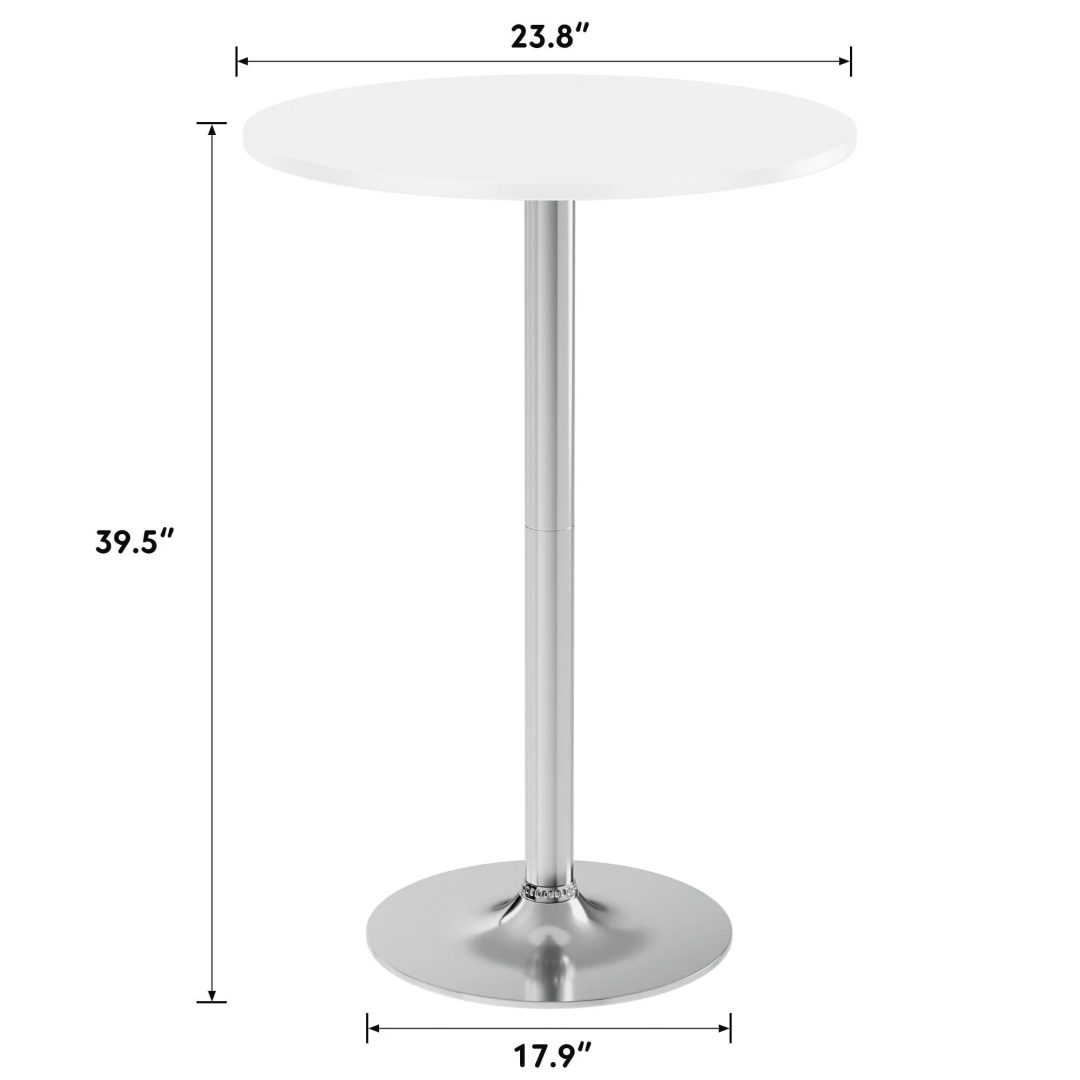 ZenVora Round Bistro Pub Table, Bar Height Cocktail Table with Metal Base and MDF Top, 23.8 Inch