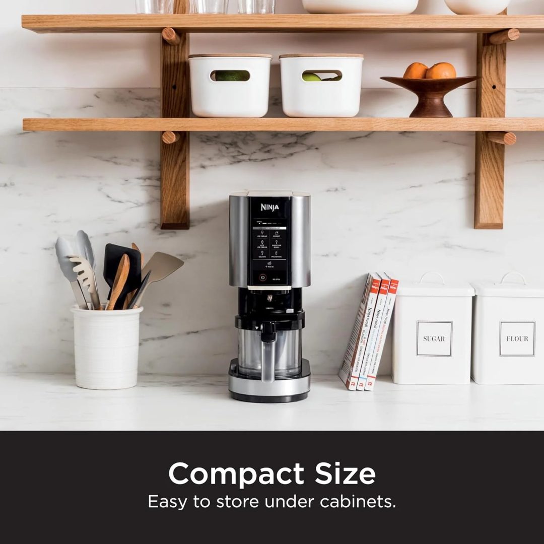 ZenVora 7-in-1 Ice Cream Maker with 2 Pint Containers and Lids, Compact, Silver