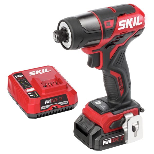 ZenVora 12V Cordless Brushless Impact Driver Kit, 1/4-Inch Hex with 2 Batteries and Charger