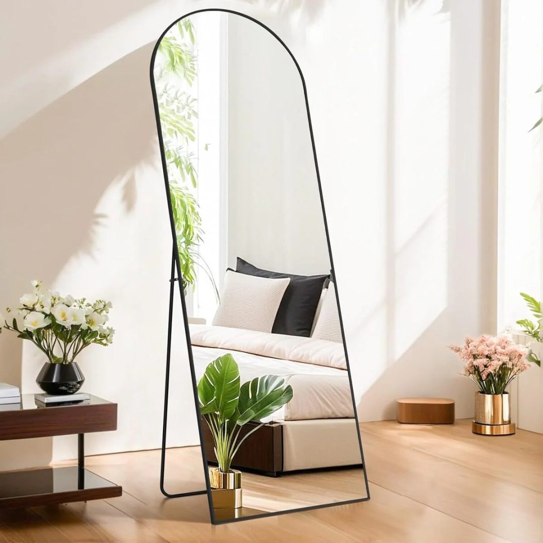 ZenVora Full Length Mirror with Stand, Aluminum Alloy Frame Full Body Floor Mirror for Bedroom and Cloakroom
