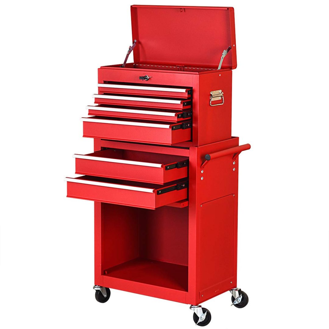 ZenVora 2-Piece 6-Drawer Rolling Tool Chest – Toolbox Set of 2