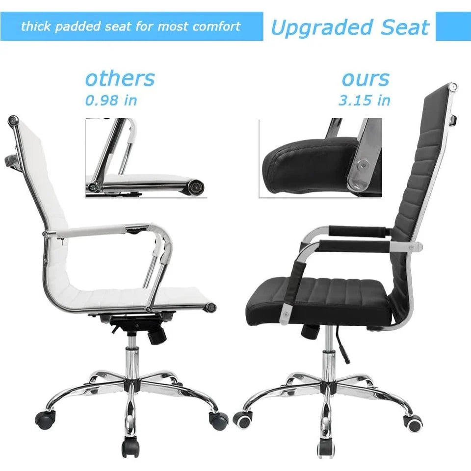 ZenVora Ribbed High Back Office Chair, Ergonomic Conference Desk Chair for Home Office, Meeting Room and Workspace