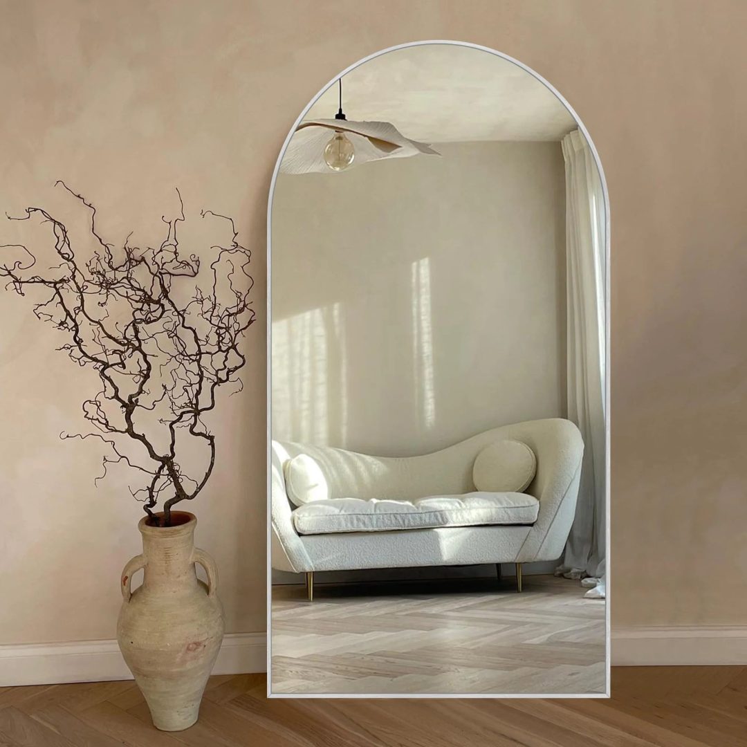 ZenVora Modern Arched Full Length Floor Mirror, Aluminum Alloy Frame Standing Full Body Mirror