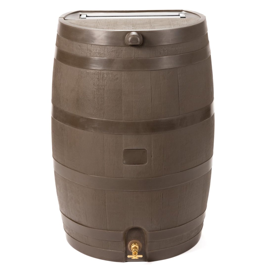 ZenVora 50 Gallon Rain Barrel with Brass Spigot, Large Outdoor Rainwater Collection and Storage Container for Garden