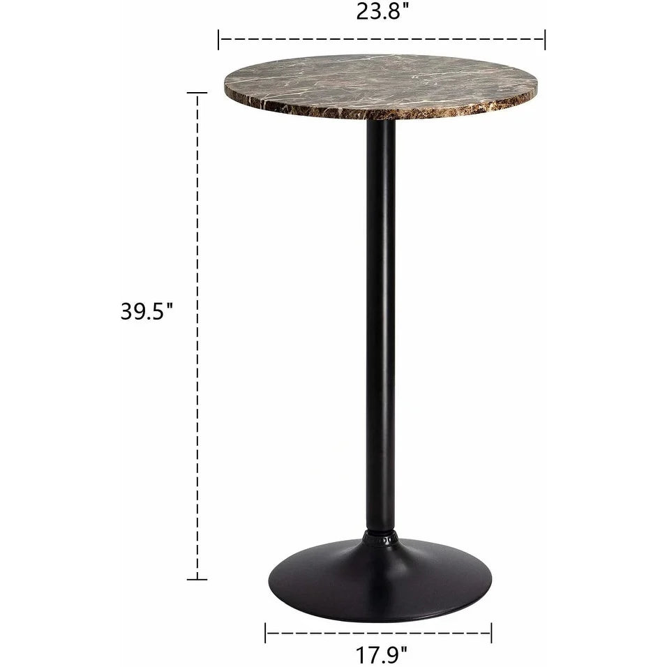 ZenVora Round Bistro Pub Table, Bar Height Cocktail Table with Metal Base and MDF Top, 23.8 Inch