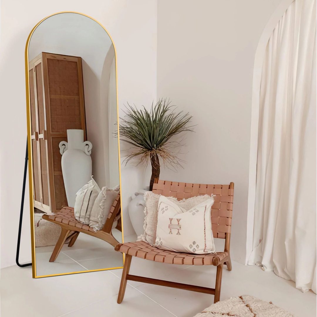 ZenVora Arched Full Length Floor Mirror, Large Full Body Standing and Wall Mounted Mirror for Bedroom, Living Room and Home Decor
