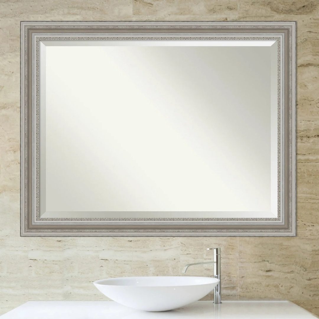ZenVora Beveled Bathroom Wall Mirror, Silver Frame Decorative Vanity Mirror for Bathroom, Bedroom and Entryway