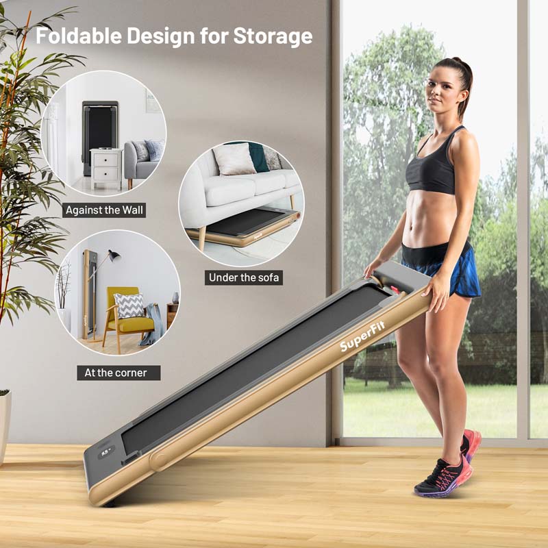 ZenVora 2-in-1 Folding Electric Treadmill, 2.25 HP, Under-Desk, with Dual Display and Smart App Control