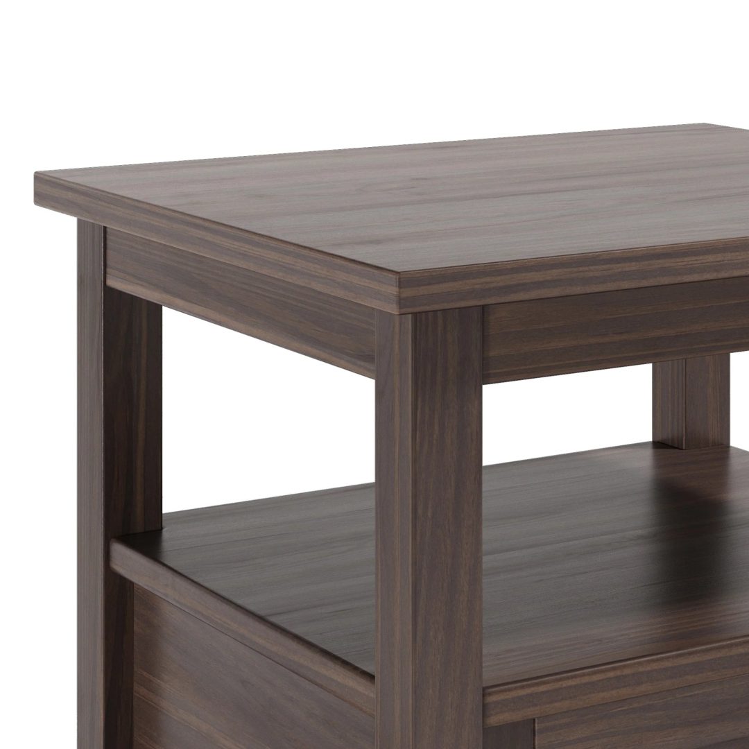 ZenVora 20 Inch Wide Solid Wood Rectangle End Table, Transitional Side Table