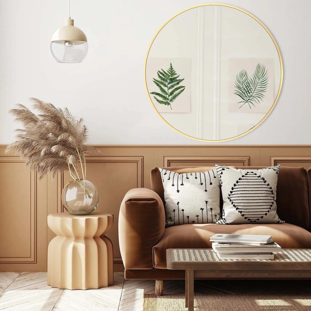 ZenVora Modern Round Bathroom Vanity Mirror, Wall Mounted Circular Mirror for Bathroom, Bedroom and Home Decor