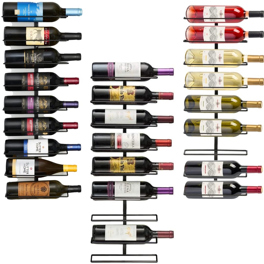 ZenVora 27 Bottle Wall Mounted Wine Rack, Vertical Wine Storage Organizer for Home Bar, Kitchen and Dining Room