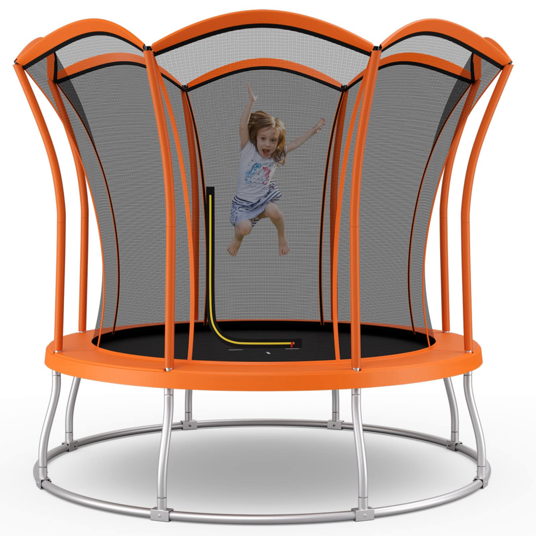 ZenVora 8FT/10FT Outdoor Trampoline – ASTM Approved with Unique Flower Shape