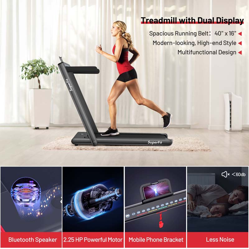 ZenVora 2-in-1 Folding Electric Treadmill, 2.25 HP, Under-Desk, with Dual Display and Smart App Control