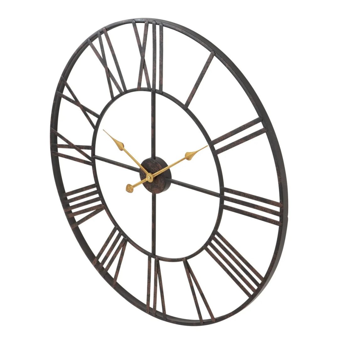 ZenVora Modern Round Metal Wall Clock, Decorative Circular Hanging Clock for Living Room, Bedroom and Office