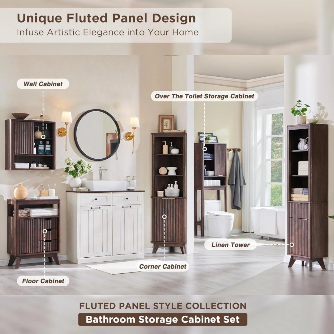 Modern Bathroom Wall Cabinet, Wall Mounted Medicine Storage Organizer with Shelves for Home Organization
