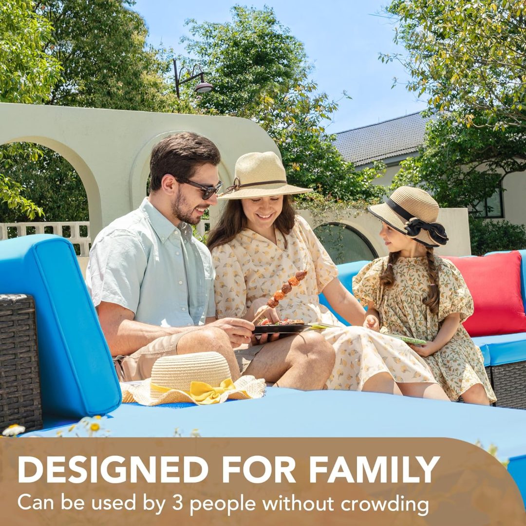 ZenVora 5-Piece All-Weather Patio Furniture Set with Cushions, Outdoor Wicker Conversation Sofa Set for Garden, Deck & Backyard