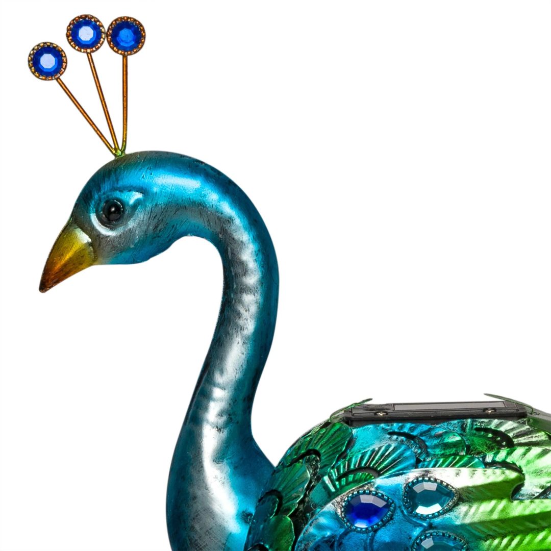 ZenVora Tall Metallic Peacock Garden Statue, Multicolor Outdoor Standing Bird Sculpture for Yard, Patio and Garden Decoration