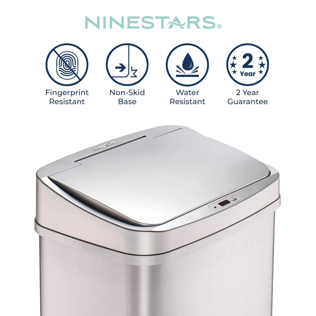 ZenVora 13 Gallon Touchless Motion Sensor Trash Can, Automatic Hands-Free Kitchen Garbage Bin with Sensor Lid
